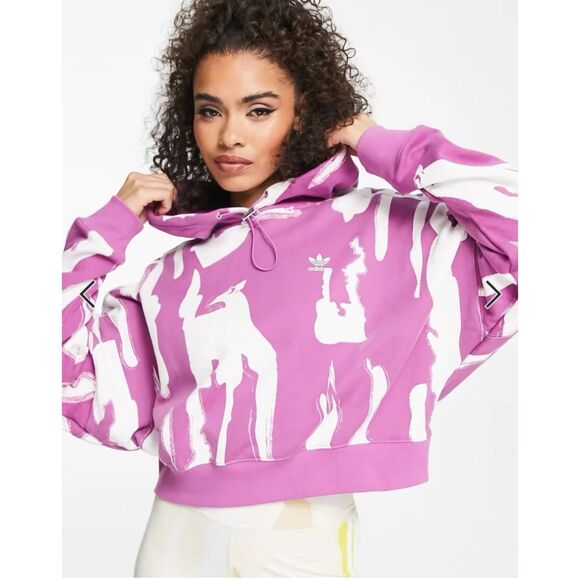 adidas Originals x Thebe Magugu hoodie in semi pulse lilac with all-over print - Picture 1 of 6